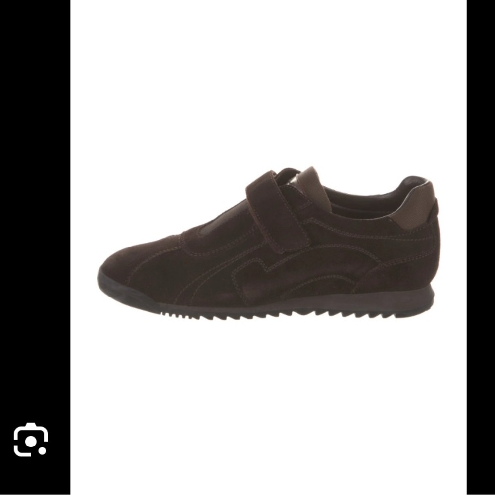 Salvatore Ferragamo Men's Dark Brown Suede Velcro Sneakers